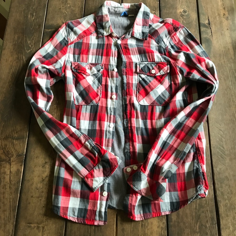 F21 LS plaid button down